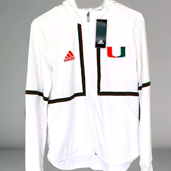 Adidas Miami Hurricanes Full Zip Clima Lite Performance Jacket College Sz S/M - Picture 1 of 14